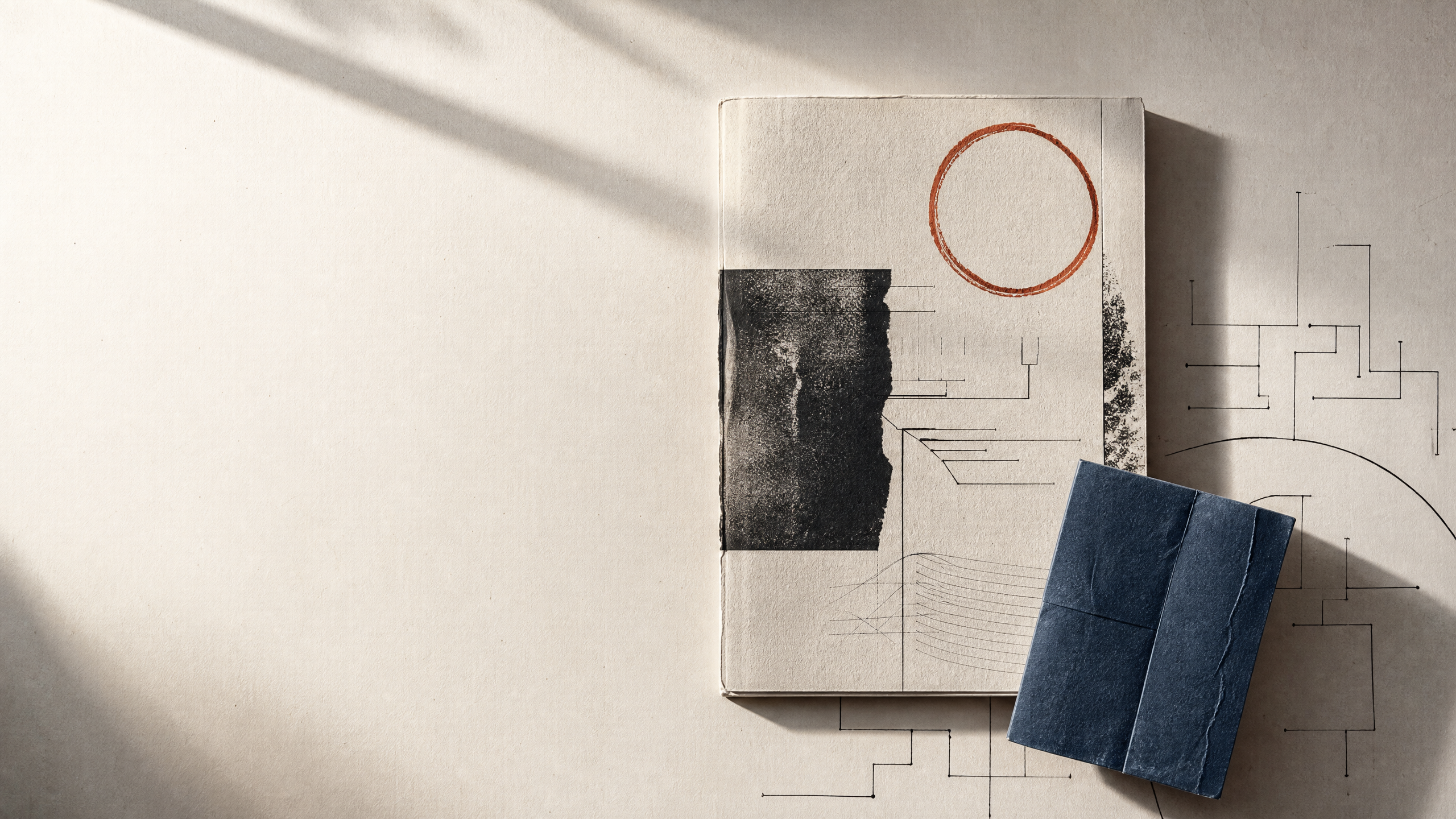 Abstract research folio on a paper surface